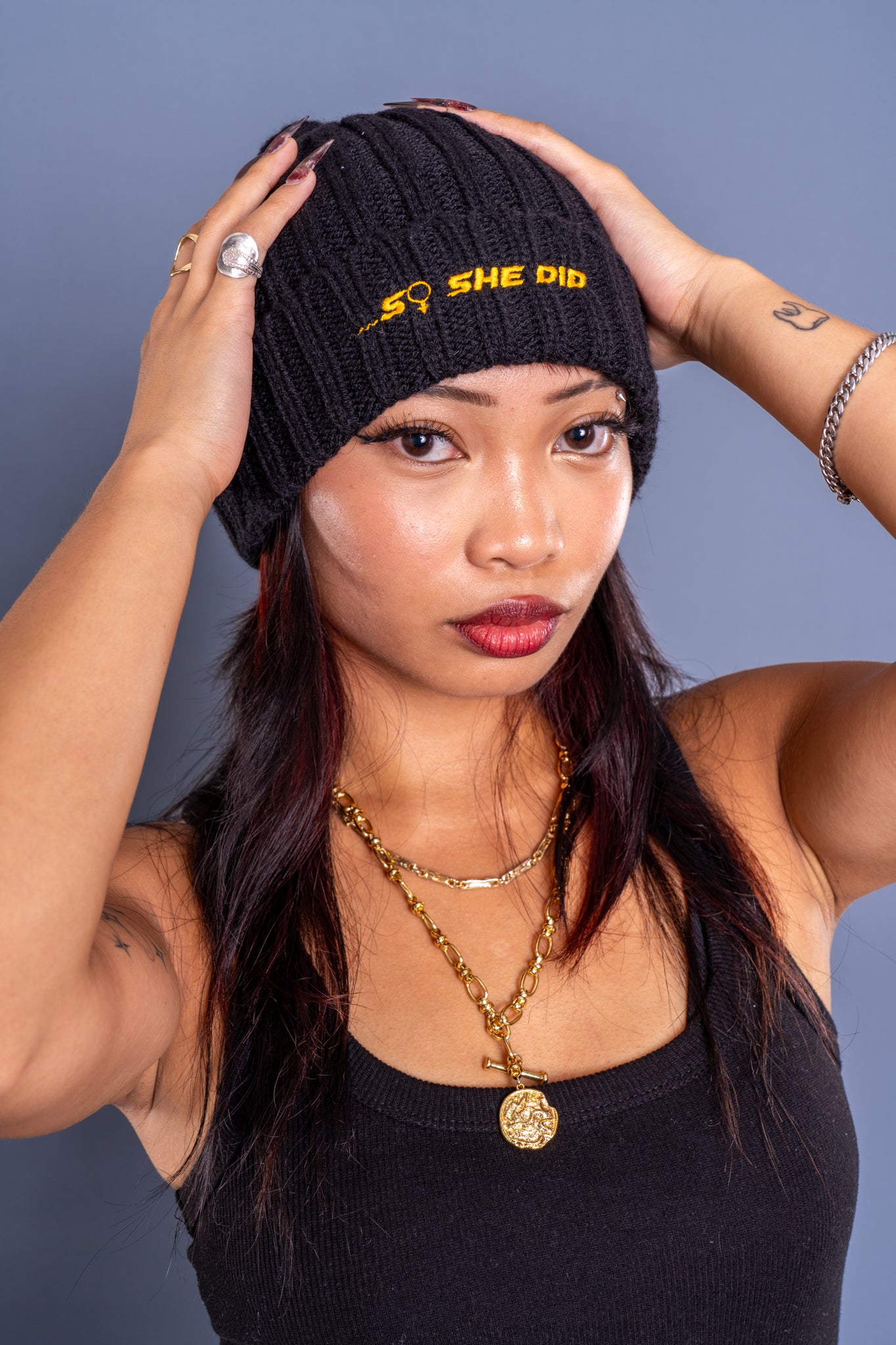 Knitted "...So She Did" Beanie