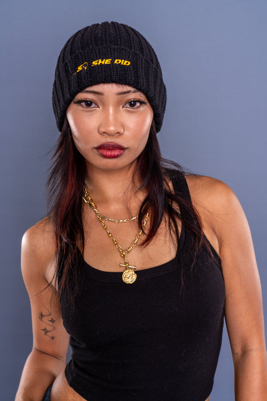 Knitted "...So She Did" Beanie