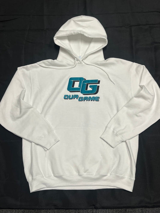 White & Teal "Our Game" Hoodie