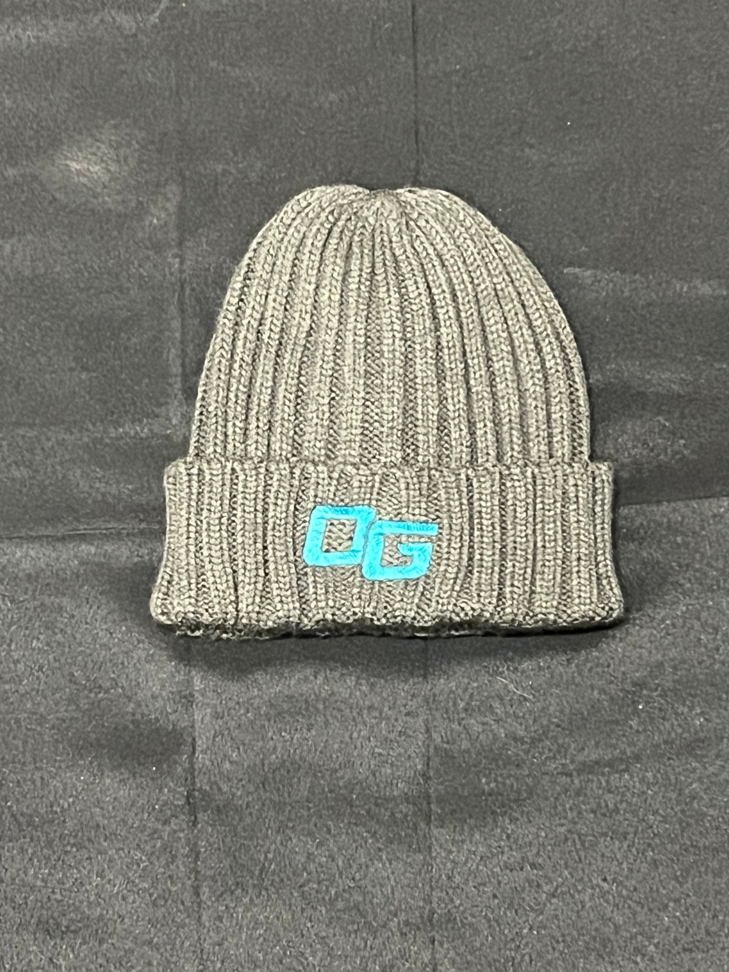 Grey & Teal Knitted "OG" Beanie