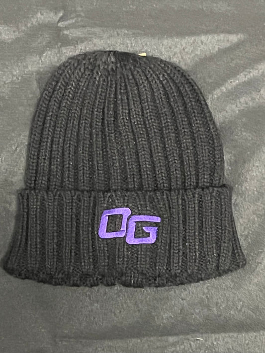 Black & Purple Knitted "OG" Beanie